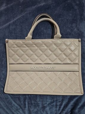 Montana West Quilted Taupe Tote with Top Handles